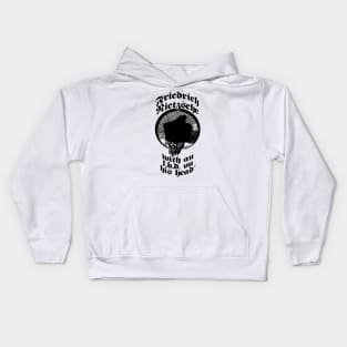 Friedrich Nietzsche with an L.B.D. on his head Kids Hoodie